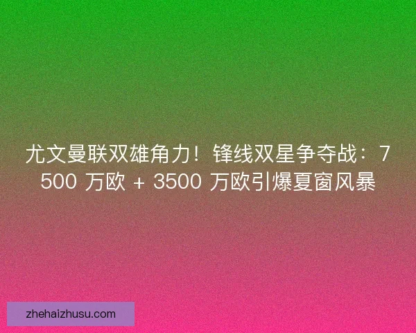 尤文曼联双雄角力！锋线双星争夺战：7500 万欧 + 3500 万欧引爆夏窗风暴