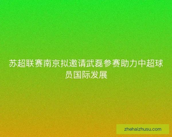 苏超联赛南京拟邀请武磊参赛助力中超球员国际发展 苏超联赛南京拟邀请武磊参赛助力中超球员国际发展