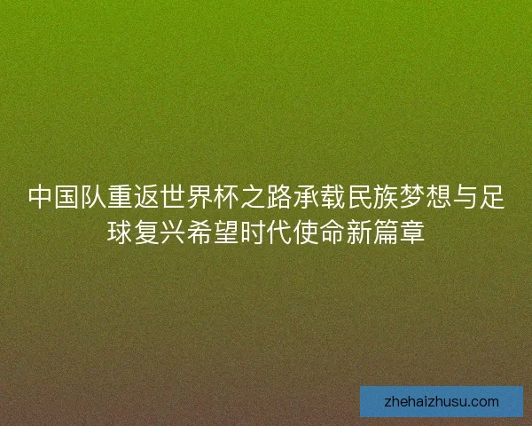 中国队重返世界杯之路承载民族梦想与足球复兴希望时代使命新篇章