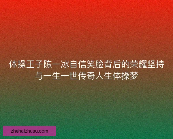 体操王子陈一冰自信笑脸背后的荣耀坚持与一生一世传奇人生体操梦