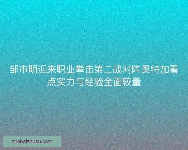 邹市明迎来职业拳击第二战对阵奥特加看点实力与经验全面较量